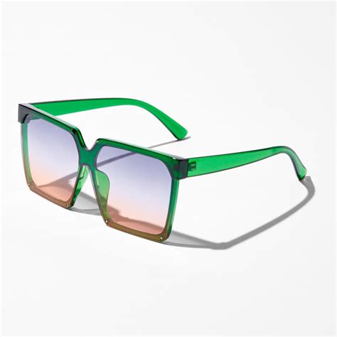 Emerald Green Faded Lens Shield Sunglasses.